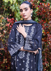 Noor By Rashid Textile Embroidered Linen 3 Piece Unstitched Suit RT25NEL D-0097